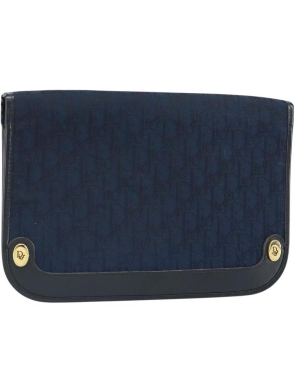 Christian Dior Trotter Canvas Clutch Bag Navy Gold